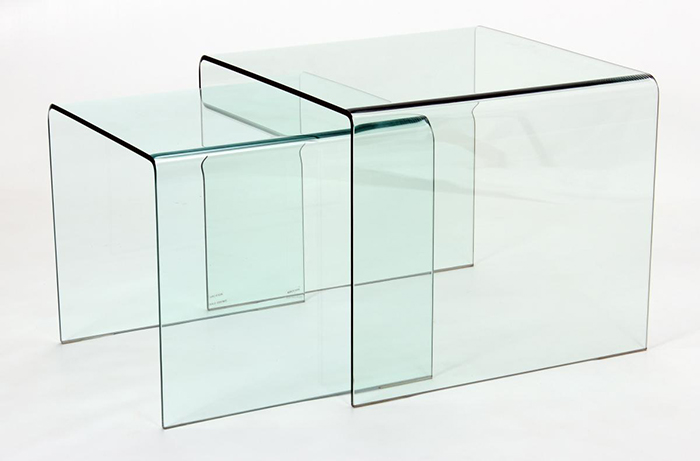 Angola Clear Glass Top Nest Of Tables 2pc - Click Image to Close
